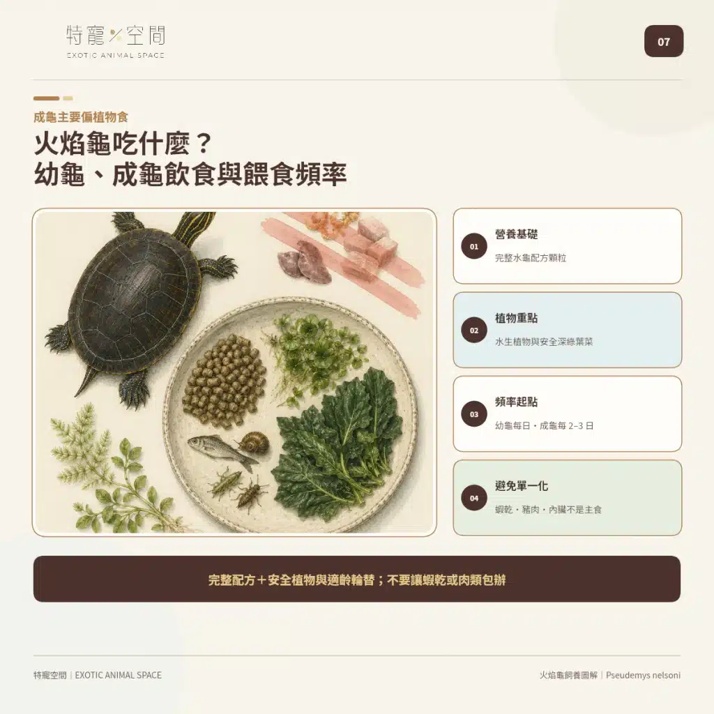火焰龜飼養指南:成體大小、水溫、UVB與餵食細節掌握才能避免疾病 07 FIRE TURTLE DIET FEEDING