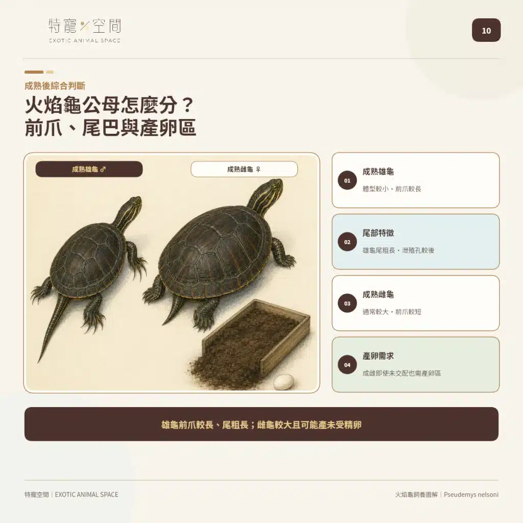 火焰龜飼養指南:成體大小、水溫、UVB與餵食細節掌握才能避免疾病 10 FIRE TURTLE SEX NESTING