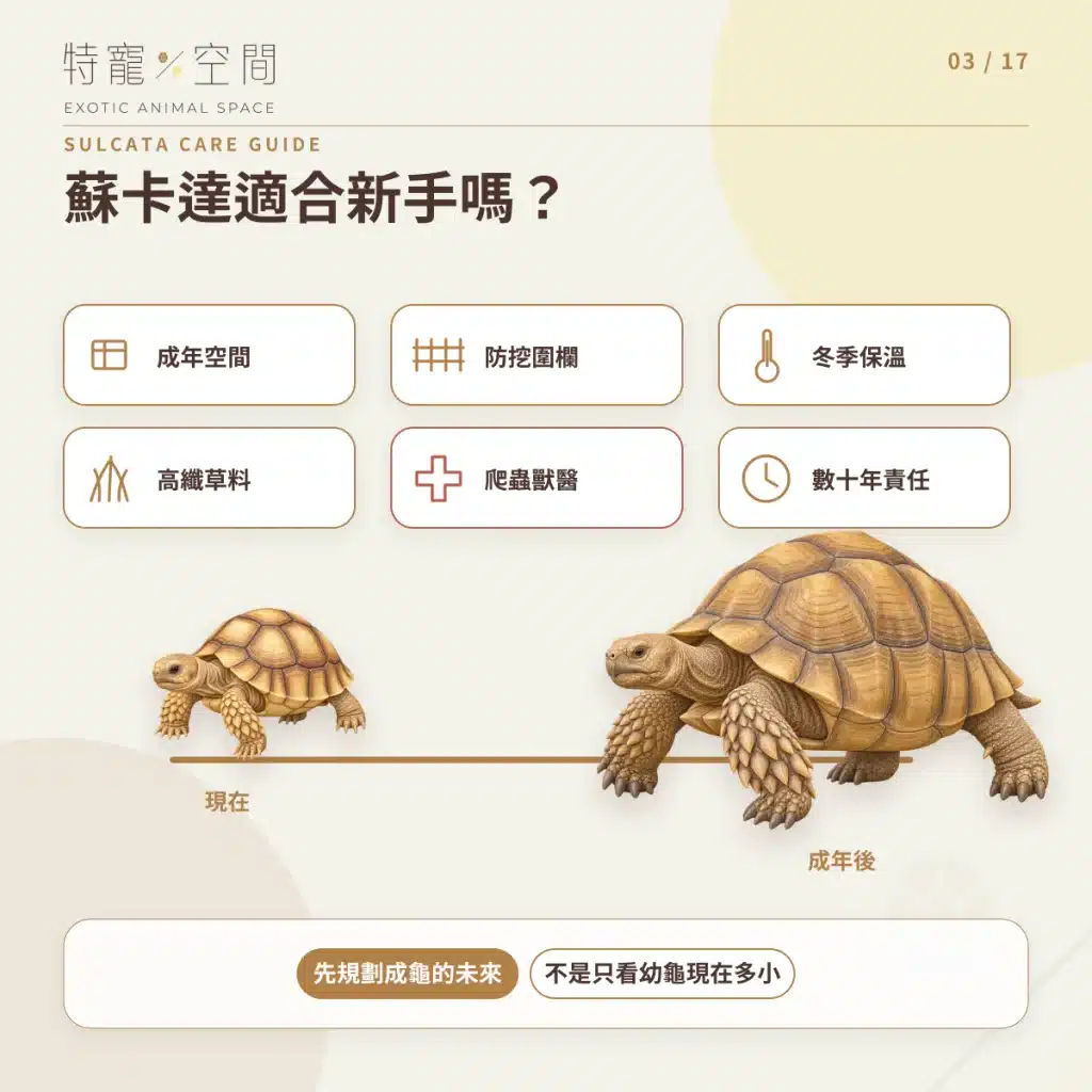 蘇卡達象龜飼養指南:溫度、飲食、UVB、空間與健康一次看懂 03 SULCATA BEFORE OWNING