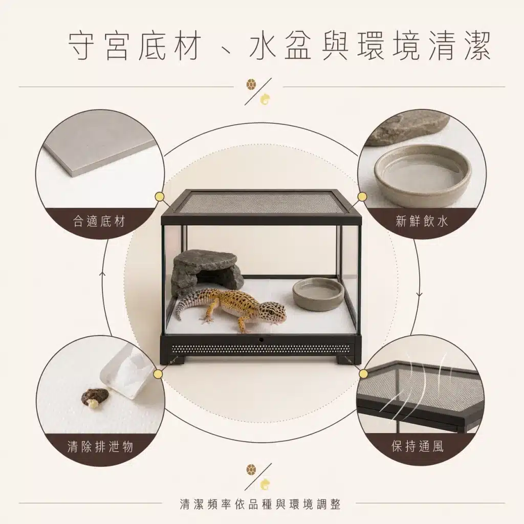 守宮飼養入門:2分鐘帶你認識常見品種、環境與餵食差異,新手必看! 06 GECKO SUBSTRATE WATER CLEANING