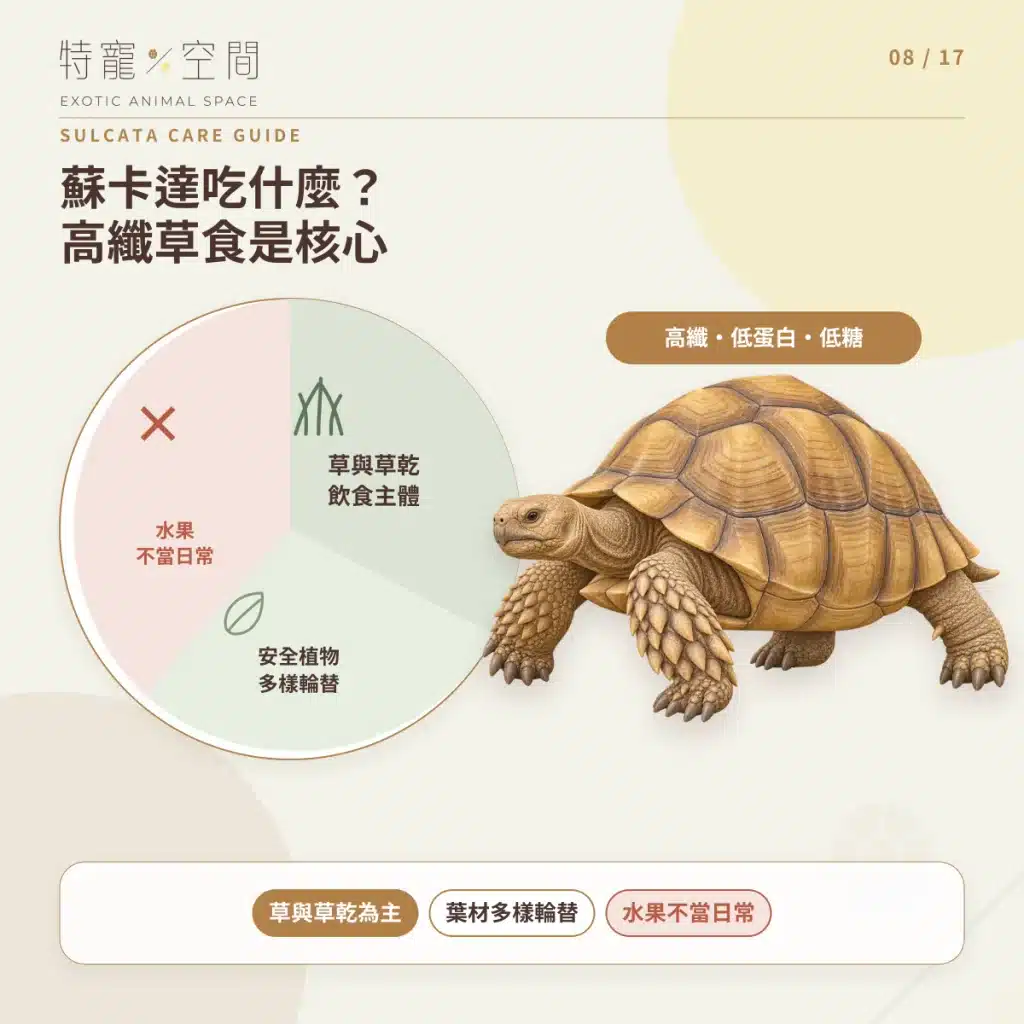 蘇卡達象龜飼養指南:溫度、飲食、UVB、空間與健康一次看懂 08 SULCATA DIET GUIDE