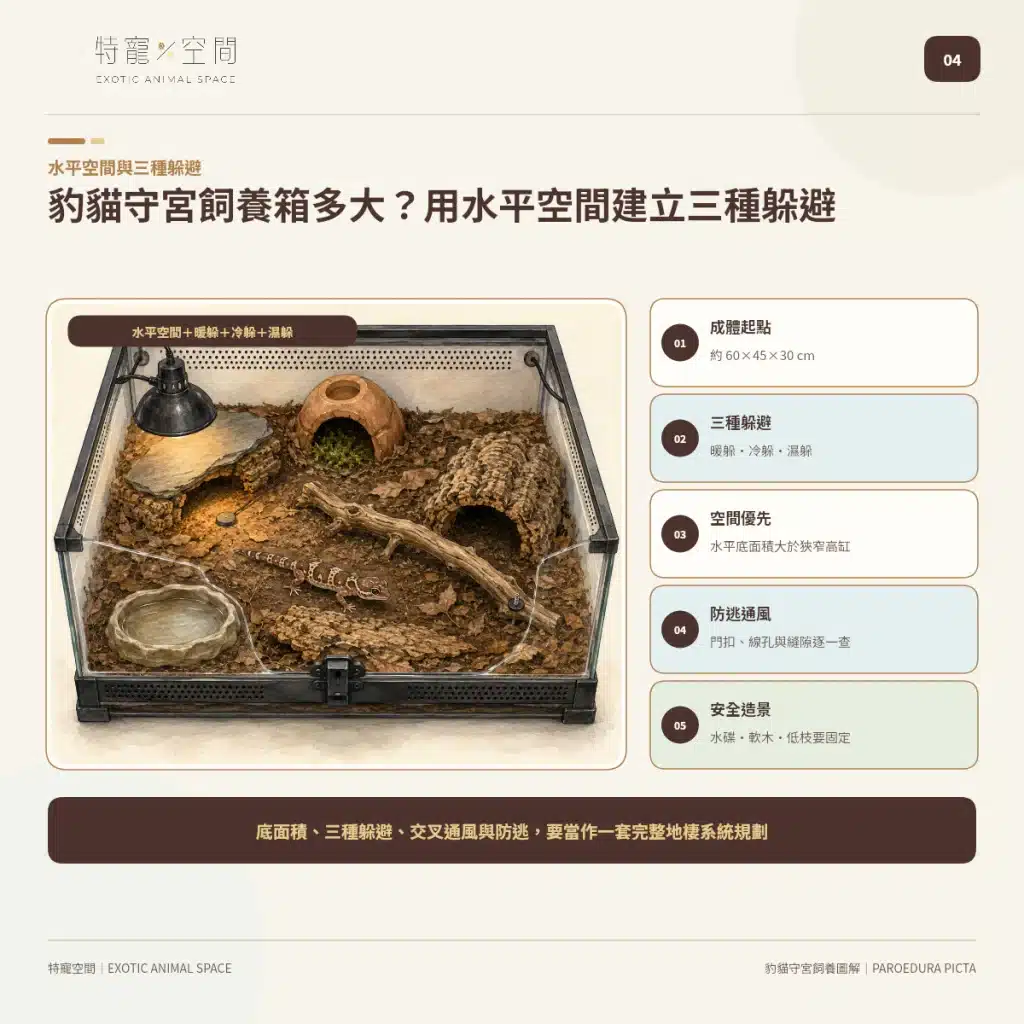 04 MADAGASCAR GROUND GECKO ENCLOSURE THREE HIDES