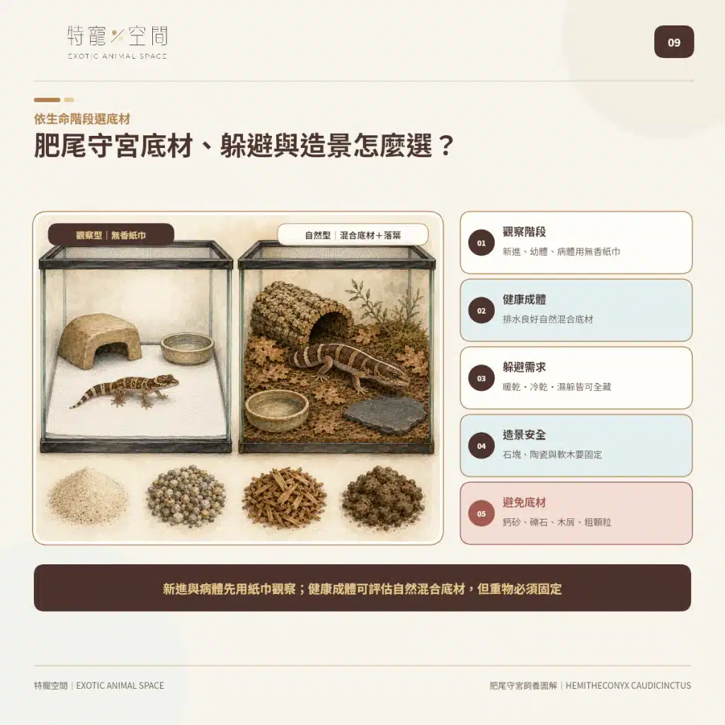 肥尾守宮飼養好上手嗎?尾巴能儲存養分、受驚可能斷尾,新手照護一次看懂 09 AFRICAN FAT TAILED GECKO SUBSTRATE LIFE STAGE