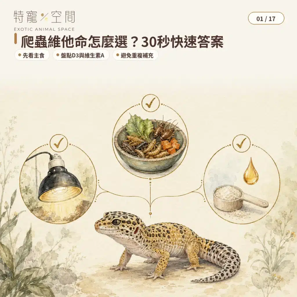 爬蟲維他命怎麼選?種類、使用頻率、鈣粉搭配與過量風險完整指南 爬蟲維他命怎麼選