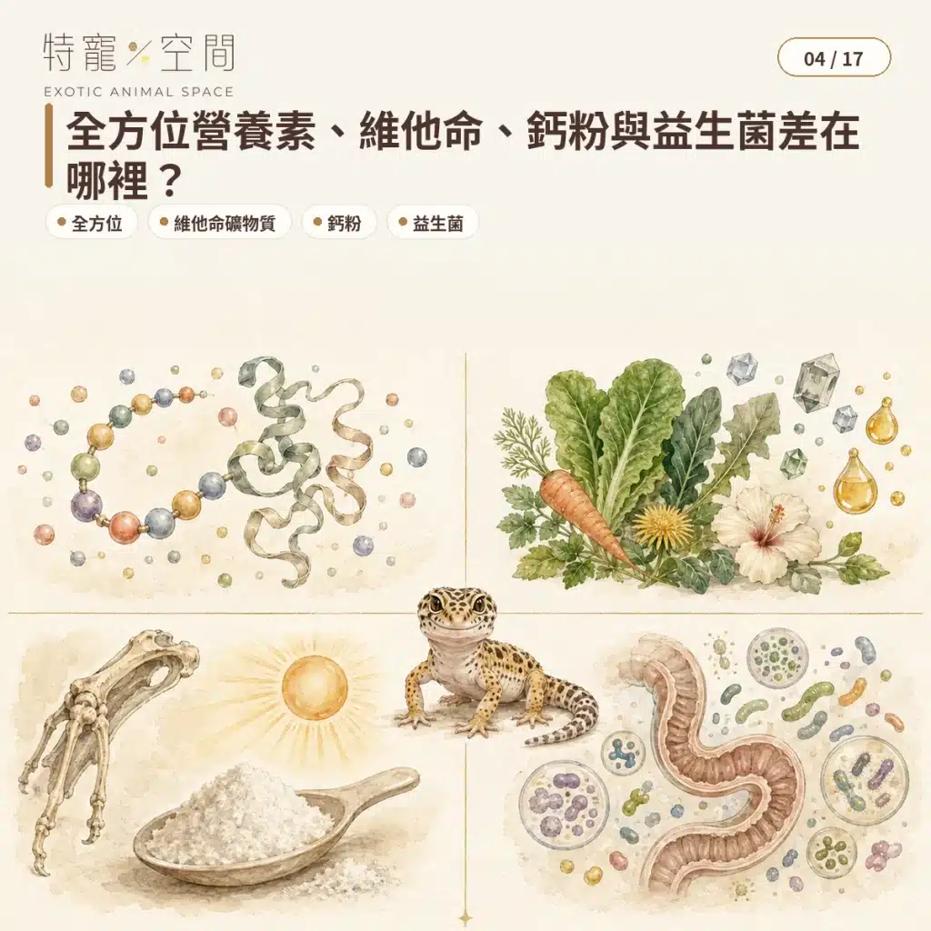 爬蟲營養素是什麼?食蟲、肉食性爬蟲的全方位營養補充指南 04 REPTILE SUPPLEMENT TYPES COMPARISON