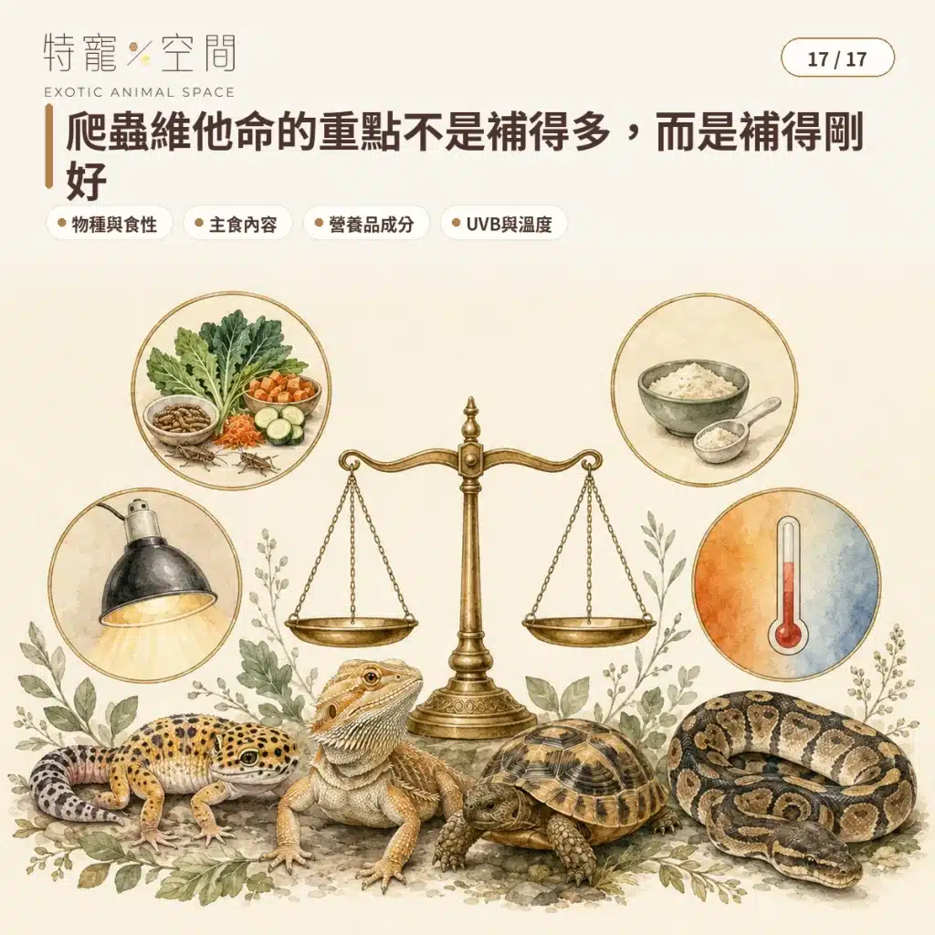 爬蟲維他命怎麼選?種類、使用頻率、鈣粉搭配與過量風險完整指南 17 BALANCED REPTILE VITAMIN CARE