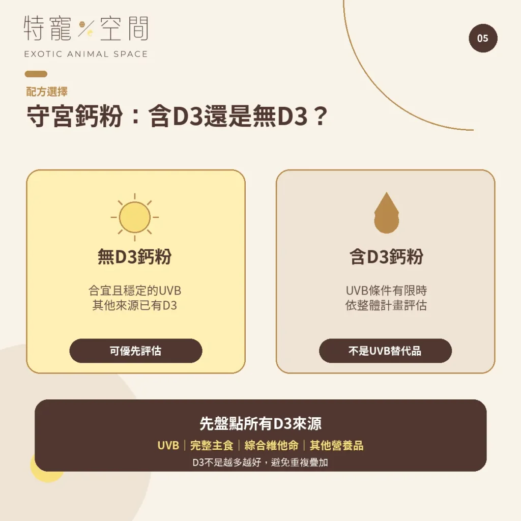 守宮鈣粉怎麼選?含D3、無D3、餵食頻率與正確用法一次看懂 05 GECKO D3 VS NO D3