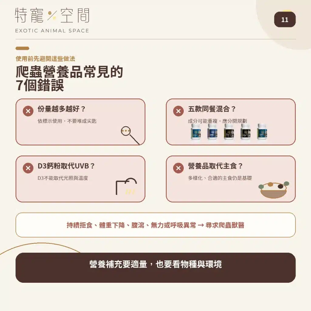 爬蟲營養品怎麼用?5款常見產品用量、頻率與搭配指南,益生菌、D3鈣粉、營養素、礦物質 11 REPTILE SUPPLEMENT COMMON MISTAKES