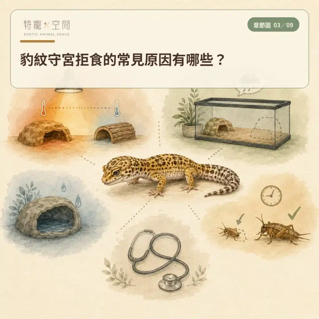 守宮不吃東西怎麼辦?豹紋守宮拒食原因、環境檢查與就醫警訊 03 LEOPARD GECKO NOT EATING CAUSES