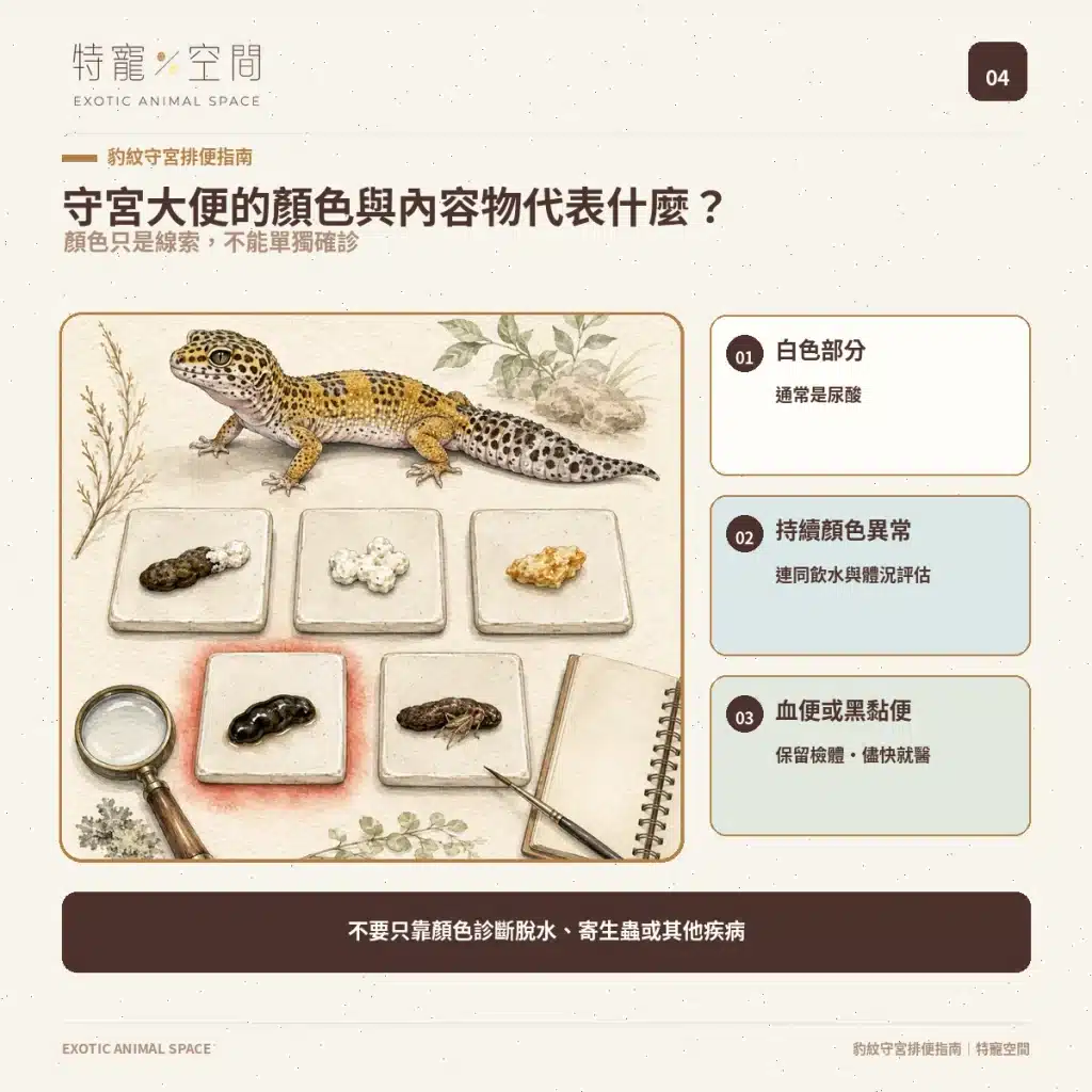 守宮大便正常嗎?豹紋守宮軟便、拉肚子、不排便與就醫警訊 04 LEOPARD GECKO DROPPING COLOR CONTENTS