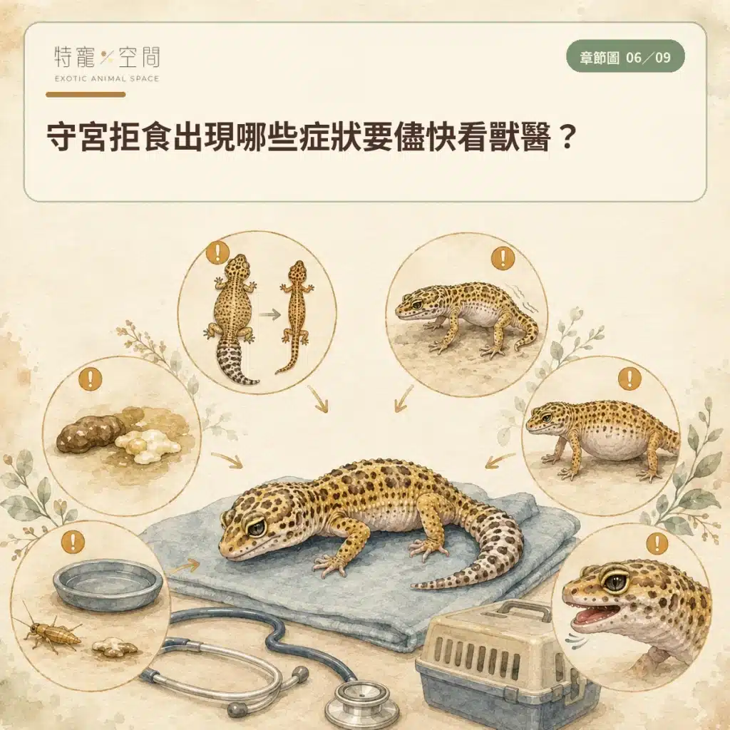 守宮不吃東西怎麼辦?豹紋守宮拒食原因、環境檢查與就醫警訊 06 LEOPARD GECKO VET WARNING SIGNS