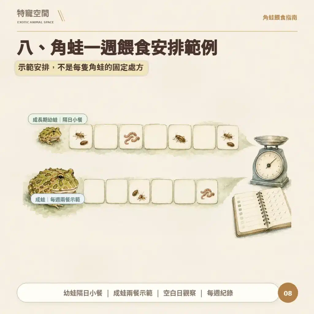08 角蛙一週餵食安排範例